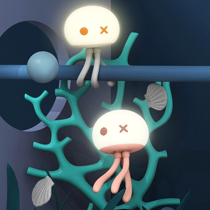 Jellyfish creative light Cute mini baby bedroom sleep feeding eye protection lamp deformation pat silicone night light