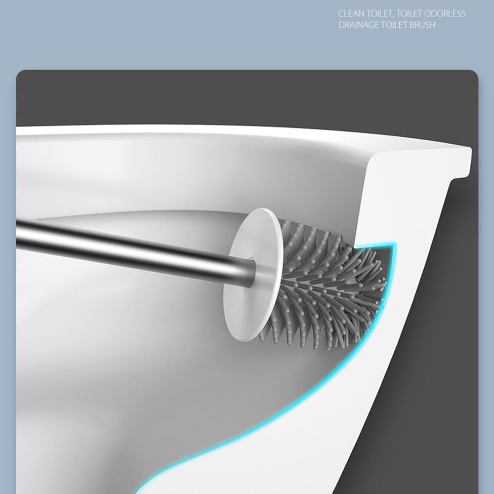 Bathroom double toilet brush Silicone toilet brush hard bristle brush Creative double brush head household cleaning set