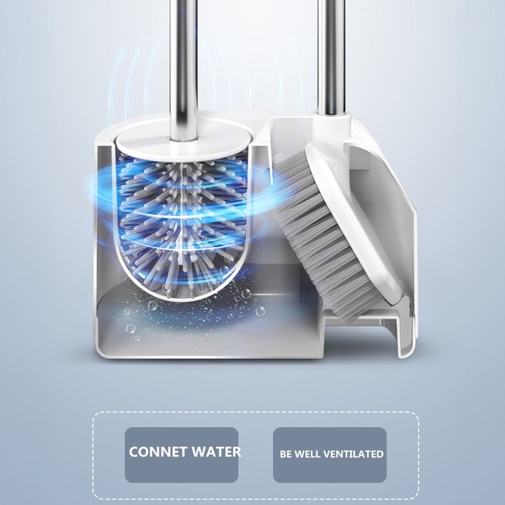 Bathroom double toilet brush Silicone toilet brush hard bristle brush Creative double brush head household cleaning set